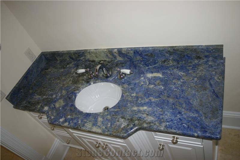Prefabricated Brazil Blue Bahia Granite, Pre Cut Granite Vanity Tops