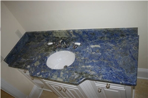 Prefabricated Brazil Blue Bahia Granite Bathroom Vanity Tops