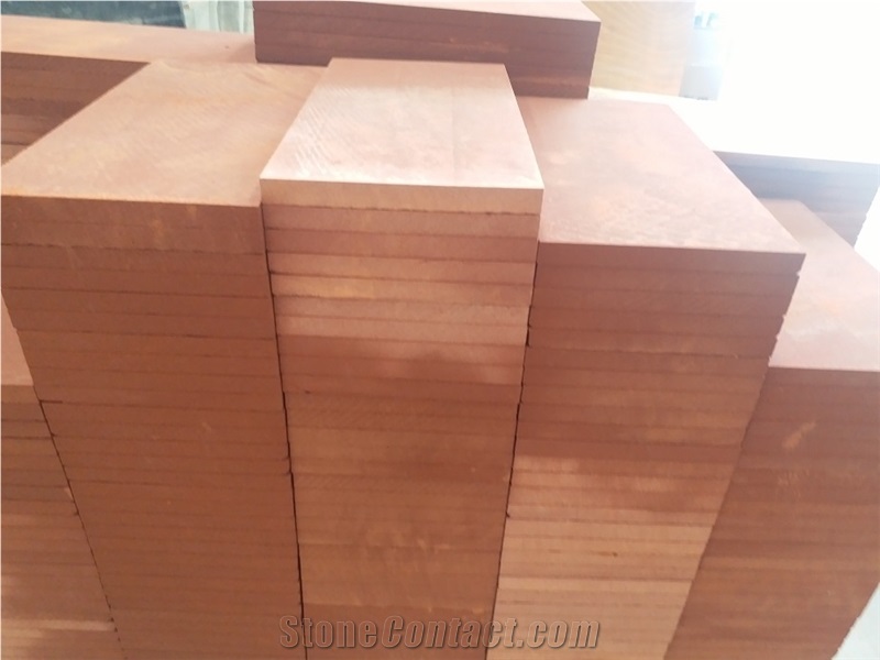 Red Sandstone Wall Cladding Tile Flooring Installation Covering