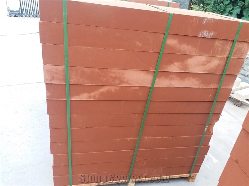 Red Sandstone Wall Cladding Tile Flooring Installation Covering