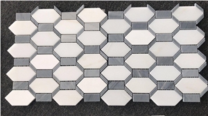 White and Grey Polished Marble Lantern Wall Mosaic Tiles