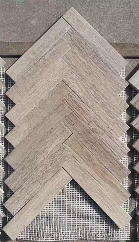 White Wood Gain Grey Wood Marble Mosaic for Flooring Wall Caldding