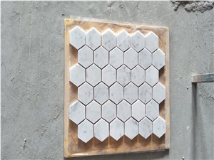 Bianco Carrara White Marble Hexagon Mosaic Tiles Bathroom Wall