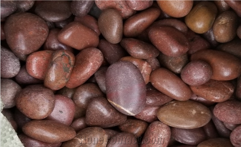 China Red Brown Polish Tumble Pebble Stone for Driveway Garden Walkway
