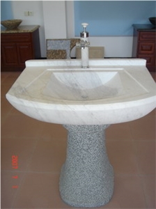 China White Marble Pedestal Sink