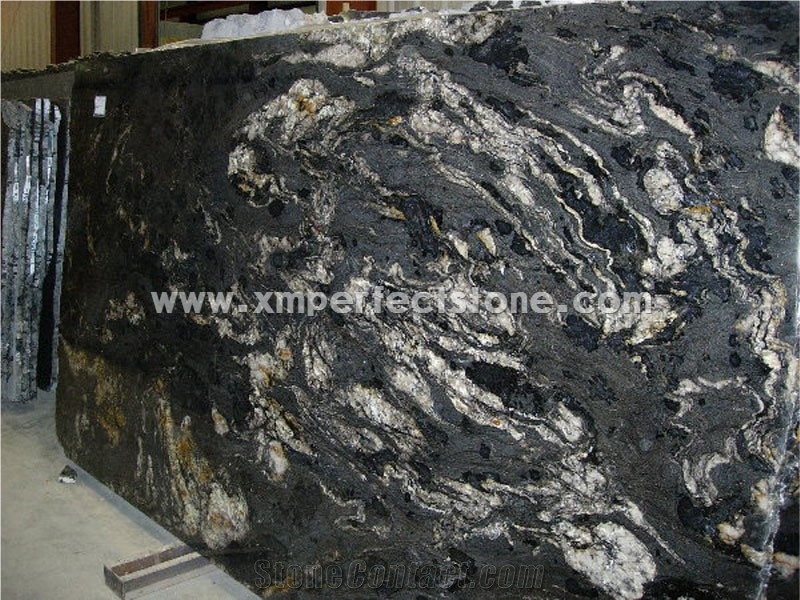 Black Cosmic Granite Big Slabs,2cm/3cm Nebula Black Granite Slabs