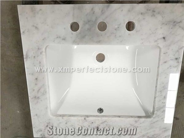 Carrara White Bathroom Countertop,Solid Surface Marble Bath Vanity Top