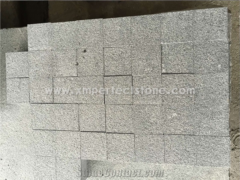 Flamed G654 Granite Pavers, China Dark Grey Granite Cube