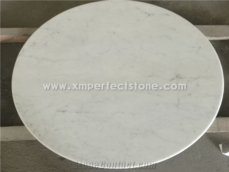 Polished China Bianco Carrara White Marble Table Top