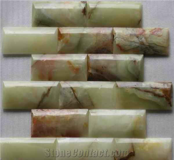 China Yellow Green Onyx Mosaic Tiles and Pattern White Marble Tiles