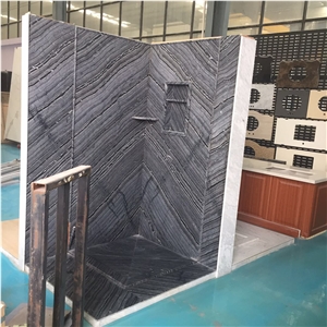 Kenya Black Marble Shower Panels, Thin Panels, Wall Box, Stone Shelf,