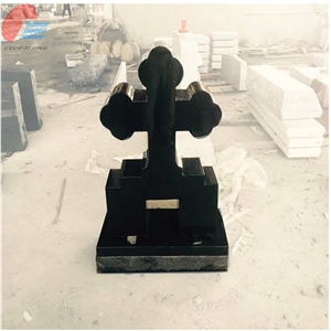 China Shanxi a Black Granite Monument with Cross on Top
