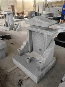 G633 Light Gray Granite Pagoda Monument With Wing Asian Tombstone