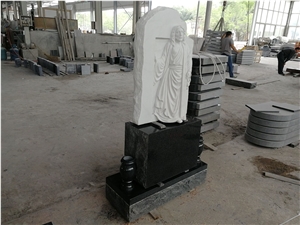 Hunan White Marble Momument with Jesus Carved Coming Out from Door
