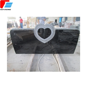 Jet China Shanxi a Black Granite Heart Carved Monument
