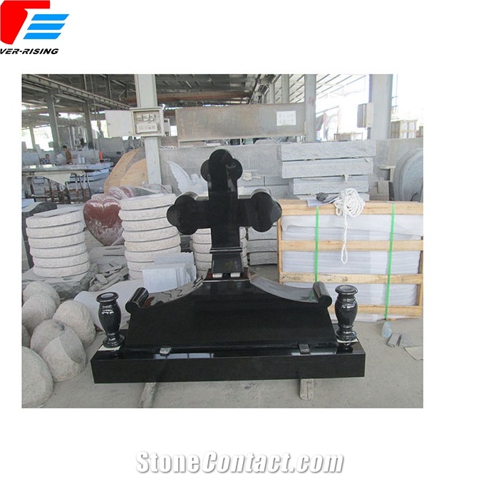 Jet China Shanxi a Black Granite Monument with Cross