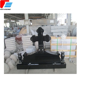Jet China Shanxi a Black Granite Monument with Cross