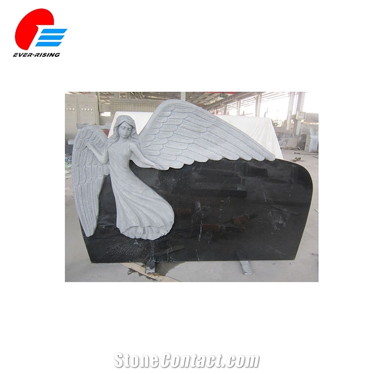 Jet Shanxi a Black Granite Wing Angel Custom Monument