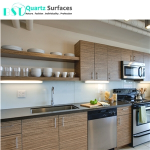 Affordable Crystal Grey Quartz Countertops with White Cabinets