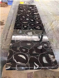 Fantastic Black Semi Precious Agate Stone Laminated Panels