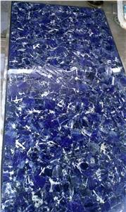 Transparent Dark Blue Sodalite Semiprecious Stone Laminated Panels