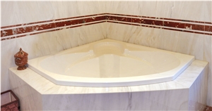 White Marble Drop in Bathtub Surround
