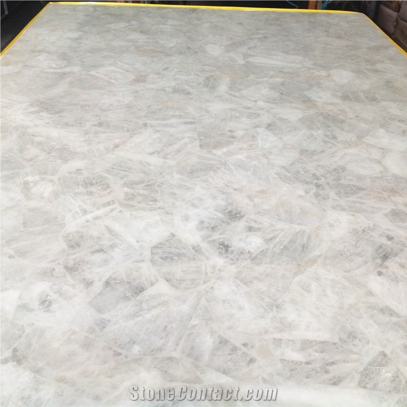 Natural Stone Crystal White Semiprecious Stone Slabs Wall Panel Tiles