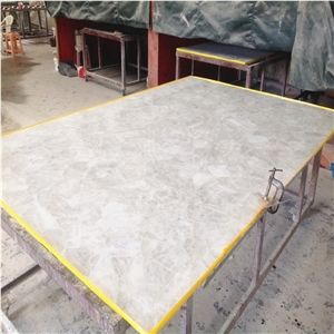 Natural Stone Crystal White Semiprecious Stone Slabs Wall Panel Tiles
