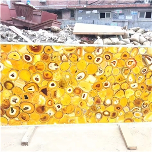 Topstar Gold Yellow Agate Stone Slab,Yellow Gemstone Wall Background