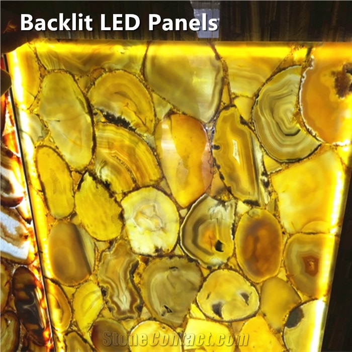 Yellow Gemstone,Backlit Agate Stone,Led Panel Semiprecious Stone