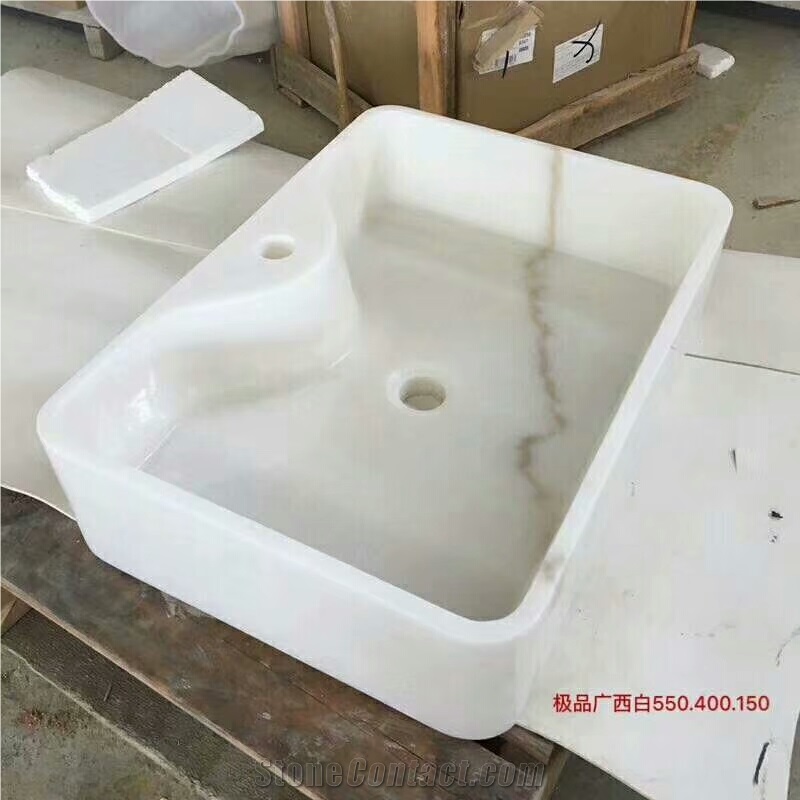 Guangxi White Marble Sinks, China White Marble Square Basins