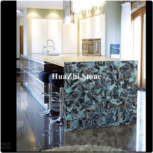 Luxury Glacier Jade Stone Beautiful Gemstone for Indoor Wall Cyan Color