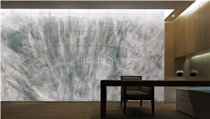 Natural White Onyx with Green Vein Bookmatch for Wall Use