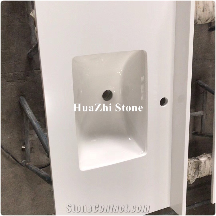 White Quartz Sinks Corian Basin Quartz Stone Top Washroom Backsplash