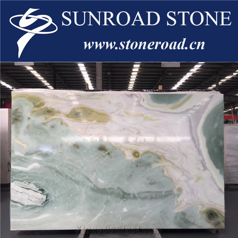 Tropical Blue Sky Marble, Blue Sky Onyx, Bookmatched Blue Sky Marble