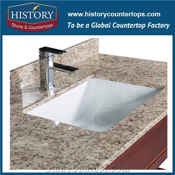 Chinese Prefab Countertop Brown Granite Bathroom Vanity Top from China