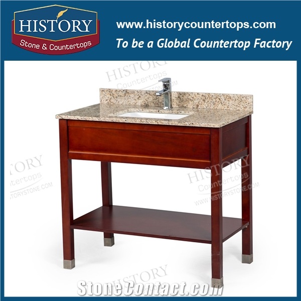 Ngj065 Giallo Ornamental Granite Solid Wood Paint and Composite Board Vanities Hotel