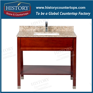 Ngj065 Giallo Ornamental Granite Solid Wood Paint and Composite Board Vanities Hotel
