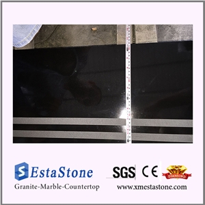 Chinese Absolute Black Granite Anti Slip Lines Stair Tiles