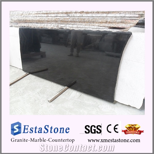 High Polished China Mongolia Black Granite Slab
