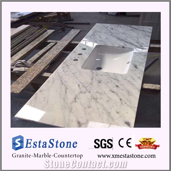 High Polshed Bianco Carrara White Countertops Vanity Tops From