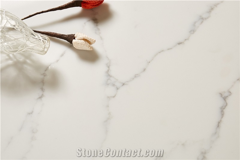 Polished Quartz Snow White 14 Vm-17527 Quartz Tiles&Slabs Flooring