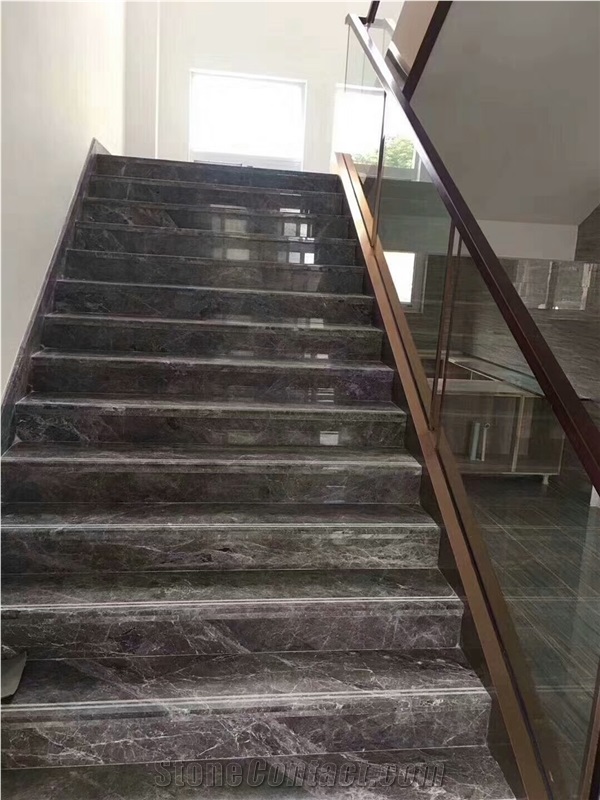 China Dark Silver Grey Marble Staircase