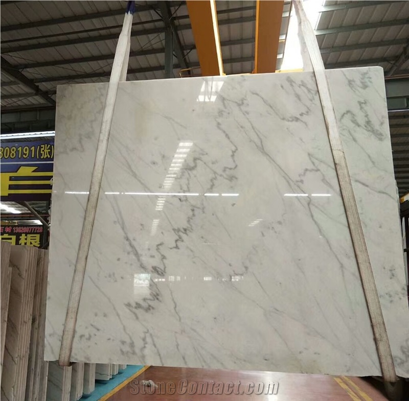 China White Marble Slabs with Grey Vein for Countertop