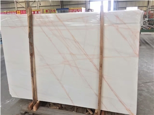 White Marble with Red Line Vein for Wall and Floor Covering