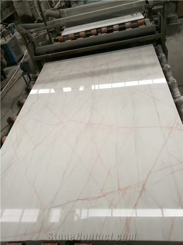 White Marble with Red Line Vein for Wall and Floor Covering