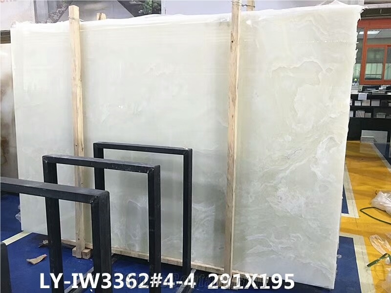 White Snow Princess Onyx Slab for Staircases/Wall and Floor Tile