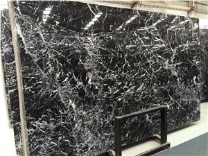 White Stripe in Black Marble for Wall and Floor Covering