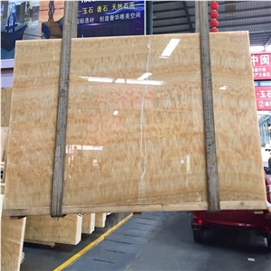 Luxury Chinese Yellow Rosin Jade Onyx Slab for Flooring, Wall