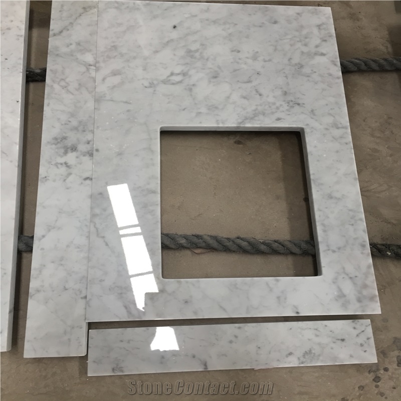 Types Italian White Marble Carrara White Bathroom Countertops